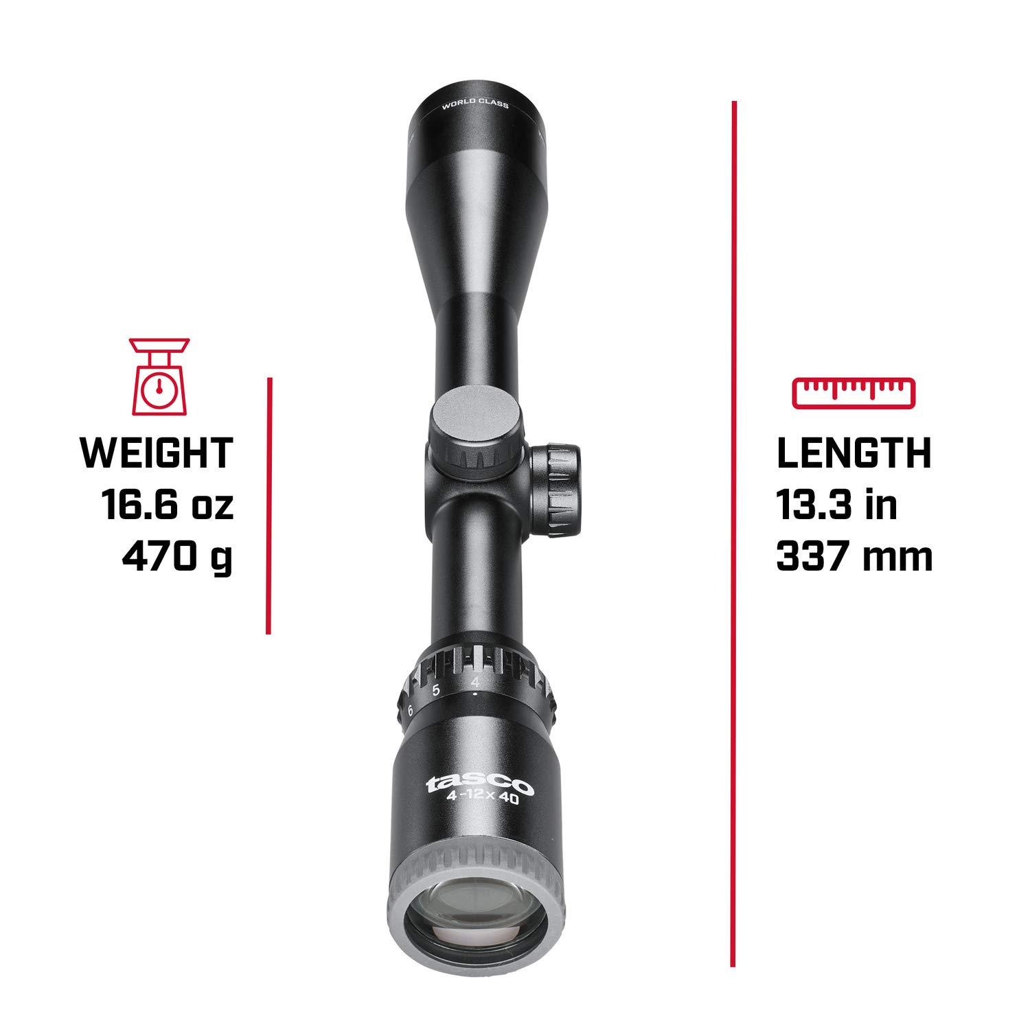 TASCO World Class 4-12x40 30/30 Duplex W/Rings RIFLESCOPE