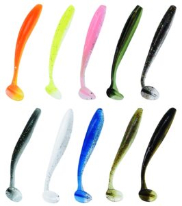 soft fishing lures, 100pcs/50pcs soft plastic baits kit with box for fishing trout redfish saltwater/freshwater, 10 mixed colors/5mixed colors (100pcs/7cm/2g)