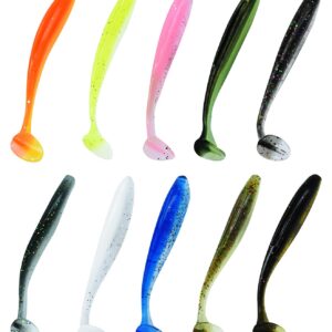 Soft Fishing Lures, 100PCS/50PCS Soft Plastic Baits Kit with Box for Fishing Trout Redfish Saltwater/Freshwater, 10 Mixed Colors/5Mixed Colors (100PCS/7cm/2g)