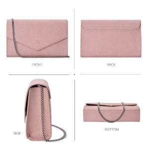 GM LIKKIE Clutch Purse for Women, Evening Envelope Clutch Bag, Crossbody Foldover PU Leather Shoulder Handbag (Pink)