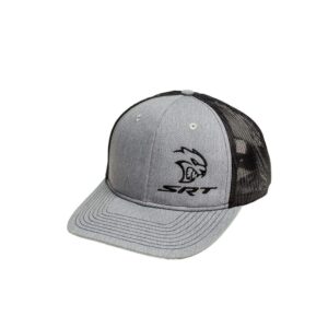 dodge srt hellcat snapback trucker hat for men heather grey/black