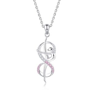 jxjl irls gymnastics pendant necklace for team members teens sterling silver infinity gymnast jewelry graduation x'mas birthday gift for women