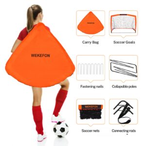 WEKEFON Soccer Goals, Set of 2 - Size 3.6'x2.7' Portable Foldable Pop Up Soccer Net for Backyard Training Goal for Kids and Youth Soccer Practice with Carry Bag