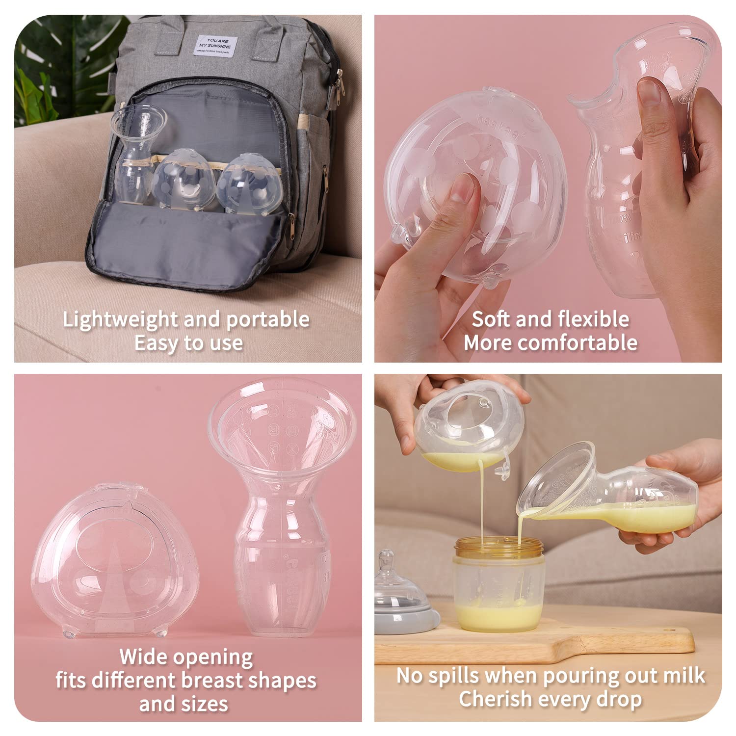 haakaa Manual Breast Pump for Breastfeeding 4oz/100ml and Ladybug Milk Collector 2.5oz/75ml Combo, Food-Grade Silicone