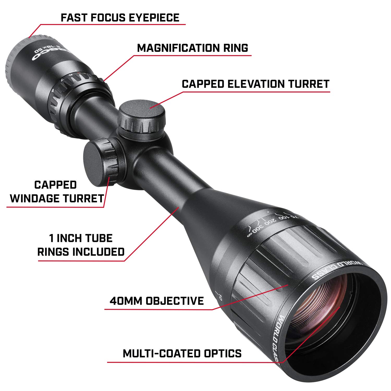 TASCO World Class 4-12x40 30/30 Duplex W/Rings RIFLESCOPE