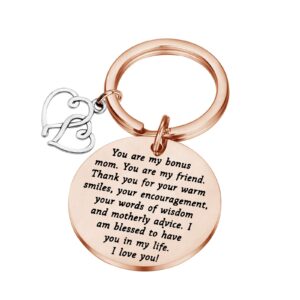 pliti step mom gift mother's day gift for mom bonus mom stepmother mother in law keychain adoption gifts bonus mom birthday gifts from daughter son (bonus mom rg)