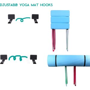 Yoga Mat Storage Rack Wall Mounted Wall Holder，4 Pcs 2 Set Multi Purpose Exercise Mat Wall Hanger Wall Hooks for Storing Yoga Mats，Yoga Blocks, Foam Roller,Exercise Mat