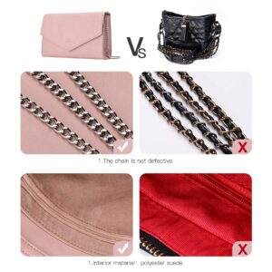 GM LIKKIE Clutch Purse for Women, Evening Envelope Clutch Bag, Crossbody Foldover PU Leather Shoulder Handbag (Pink)