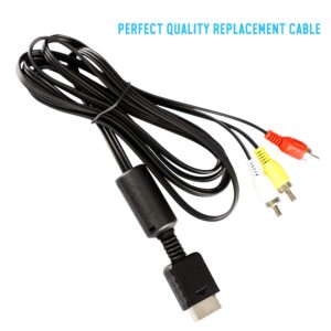 2Pack 6Ft AV Cable for PS2 PS1 PS3, AV to RCA Composite Audio Video TV Cord Compatible with Playstation 1 2 3