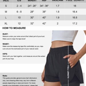 BMJL Women's Running Shorts Elastic Waistband High Waisted Short Pocket Sporty Workout Short Gym Athletic Shorts Pant (M, Black)