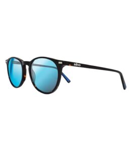 revo sunglasses sierra: polarized crystal glass lens filters uv, small round frame, tortoise frame with revo blue lens