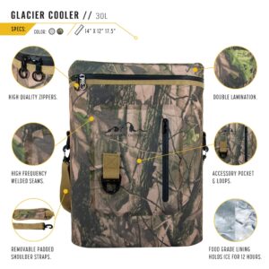 American Outback 48 Can (30L) Glacier Cooler with Accessory Pocket and Welded Seams, 14" x 12" x 17.5", Camo