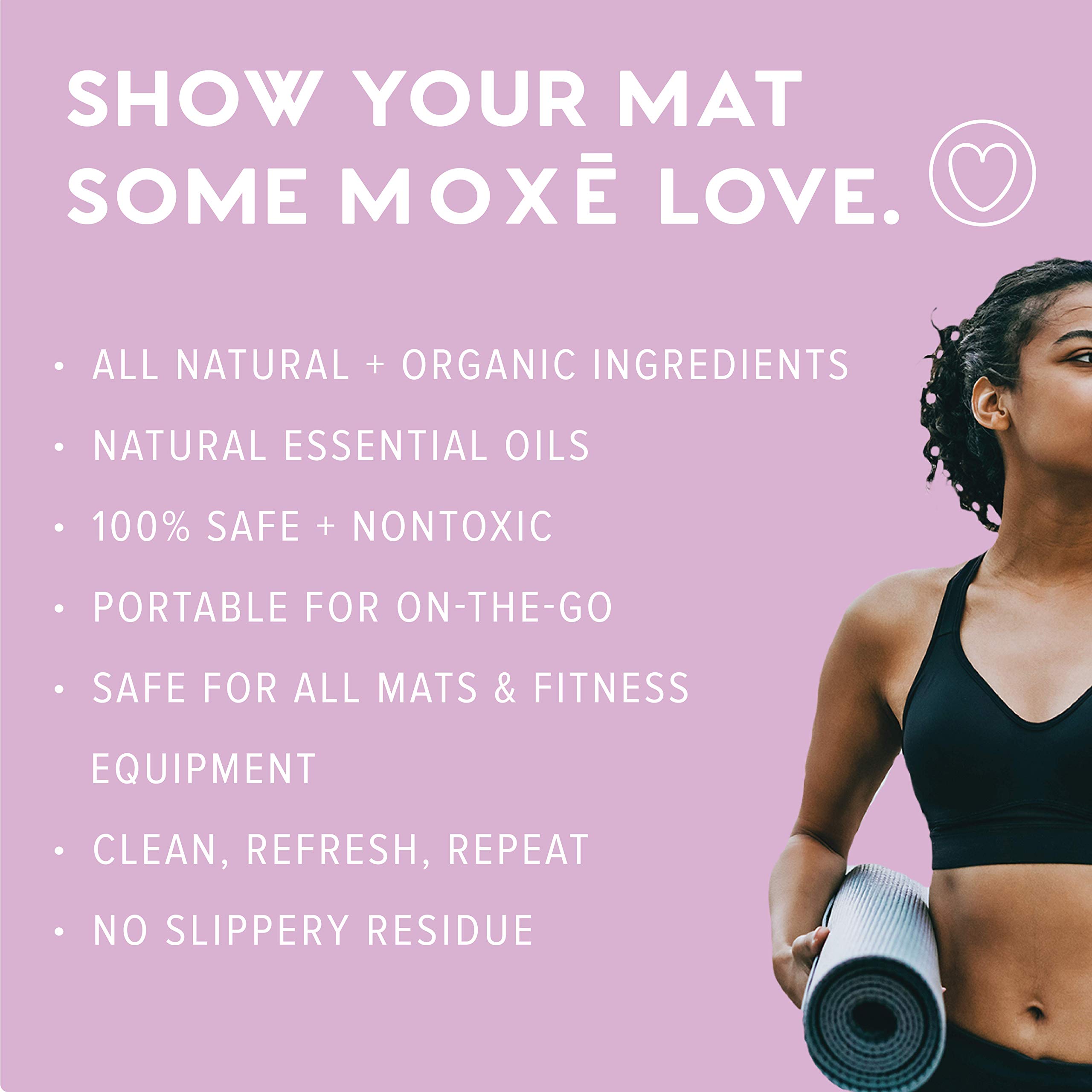 MOXE Yoga Mat Cleaner Lavender & Chamomile Essential Oils, 4 ounces, Safe for All Mats & Exercise Equipment, Odor & Sweat Protection, Made in USA