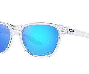 Oakley Men's Oo9479 Manorburn Square Sunglasses, Polished Clear/Prizm Sapphire, 56 mm