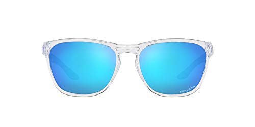 Oakley Men's Oo9479 Manorburn Square Sunglasses, Polished Clear/Prizm Sapphire, 56 mm