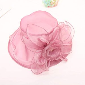 Z and X Organza Church Fascinator Kentucky Derby Hats for Women Flower Wedding Tea Party Hat Wide Brim Sun Hat Pink,purple,One Size