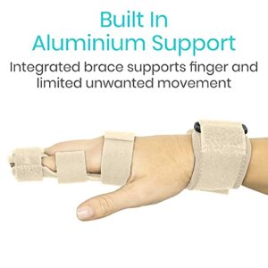 Vive Trigger Finger Splint - Full Hand and Wrist Brace Support - Adjustable Locking Straightener - Straightening Immobilizer Treatment For Sprains, Mallet Injury, Arthritis, Tendonitis (Beige)