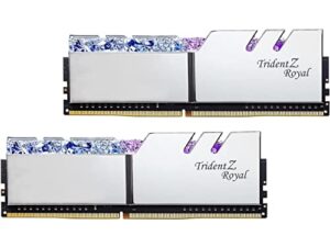 g.skill trident z royal series (intel xmp) ddr4 ram 32gb (2x16gb) 4000mt/s cl18-22-22-42 1.40v desktop computer memory udimm - silver (f4-4000c18d-32gtrs)