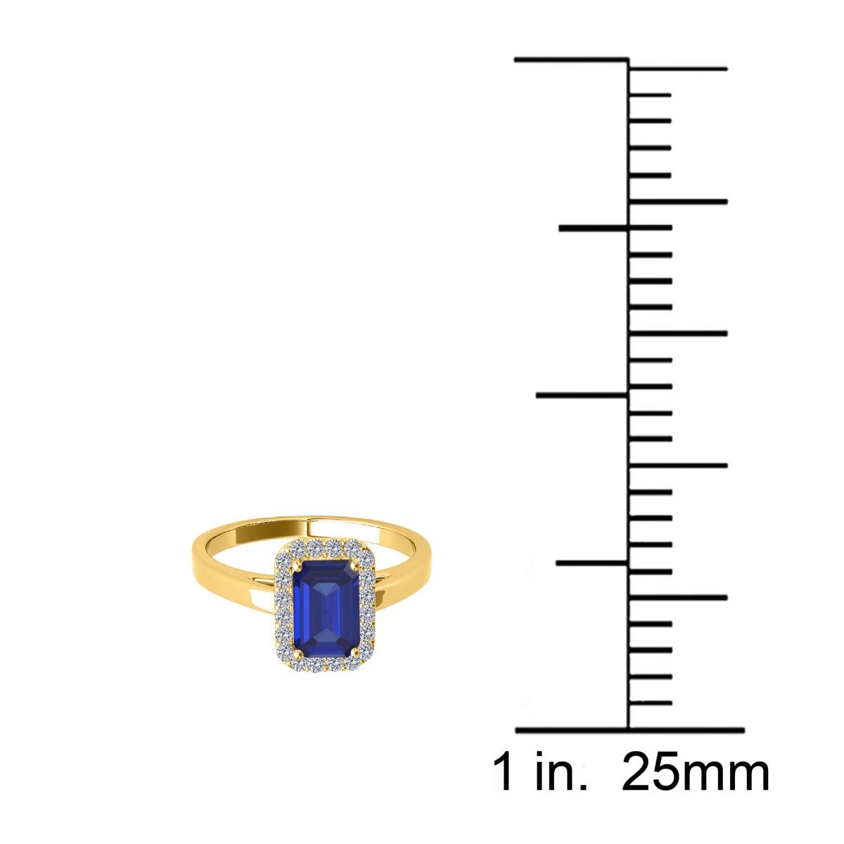 AoneJewelry Aone Jewelry 0.65 Cttw Emerald Cut Natural Sapphire And Diamond Cathederal Style Ring in 10k Gold (White And Yellow), Best Valentinesday Gift