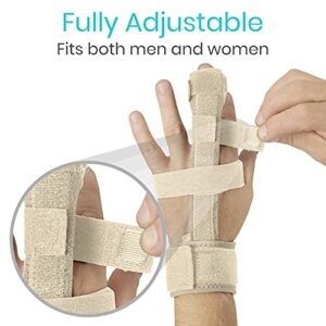 Vive Trigger Finger Splint - Full Hand and Wrist Brace Support - Adjustable Locking Straightener - Straightening Immobilizer Treatment For Sprains, Mallet Injury, Arthritis, Tendonitis (Beige)