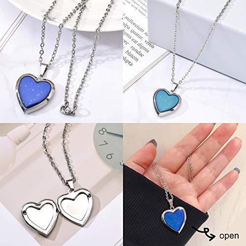 swqfzki Color Changing Heart-shaped Openable Locket Mood Necklace Emotion Feeling Pendant Necklace Adjustable Size Mood Rings 2pcs