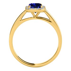 AoneJewelry Aone Jewelry 0.65 Cttw Emerald Cut Natural Sapphire And Diamond Cathederal Style Ring in 10k Gold (White And Yellow), Best Valentinesday Gift