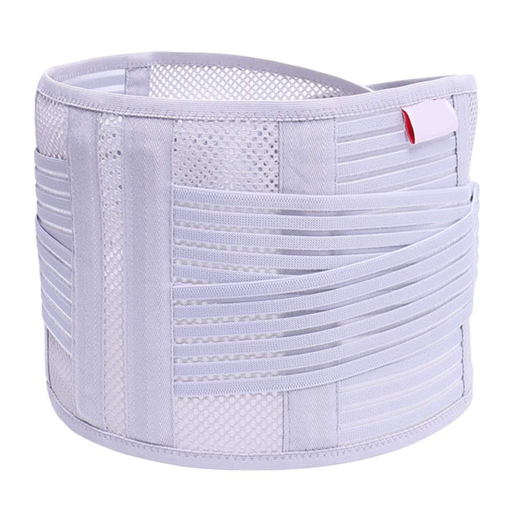 LSRRYD Durable Waist Support Belt Lumbar Lower Waist Double Adjustable Back Belt for Pain Relief and Injury Prevention (Color : White, Size : Large)