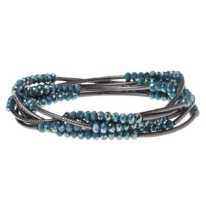 scout curated wears - women's scout wrap bracelet & necklace, peacock/hematite