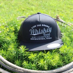 WHISKEY BENT HAT CO. The Cali Adjustable Snapback Western Lifestyle Trucker Hat, High Profile (US, Alpha, One Size, Black)