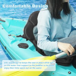 Kayak Seat Thickened Padded Kayak Seat Extra Thick Padded Sit-On-Top Canoe Seat Cushioned - Deluxe Fishing Boat Seat with 4 Pairs Fixed D-Ring & 4 Tie Down Pad Eyes and Screws for Kayaks Boats Canoes