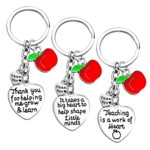 Nzztont 3PCs Teacher Gifts for Women Teacher Keychain Teacher Appreciation Gifts hank You Gifts for Teachers (3PCs Mixed)