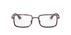 persol po2473v rectangular prescription eyewear frames, brown/striped bordeaux/demo lens, 49 mm