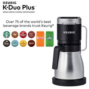 Keurig K-Duo Plus Coffee Maker, Single Serve and 12-Cup Carafe Drip Coffee Brewer, Black + Starbucks K-Cup Coffee Pods — Blonde, Medium & Dark Roast Variety — 1 Box (40 Pods Total)