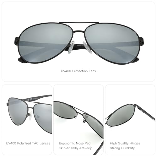 ZENOTTIC Polarized Aviator Sunglasses for Men Carbon Fiber Temple Pilot Sun Glasses with Mirrored Lens UV Protection