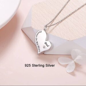 Cremation Urn Necklace for Ashes 925 Sterling Silver Dad Forever in My Heart Keepsake Memorial Pendant Waterproof Urn Jewelry for Women Men