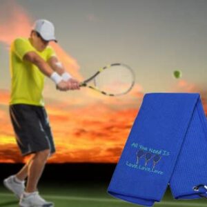 G2TUP Tennis Towel with Hook Tennis Sport Theme Gift All You Need Is Love Novelty Gift for Tennis Player (All You Need Is Love)