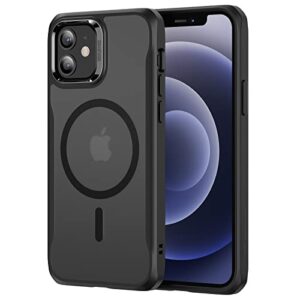 esr sidekick hybrid case compatible with iphone 12/12 pro (2020), with halolock magnetic wireless charging, scratch resistant back, grippy protective frame, frosted black