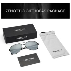 ZENOTTIC Polarized Aviator Sunglasses for Men Carbon Fiber Temple Pilot Sun Glasses with Mirrored Lens UV Protection