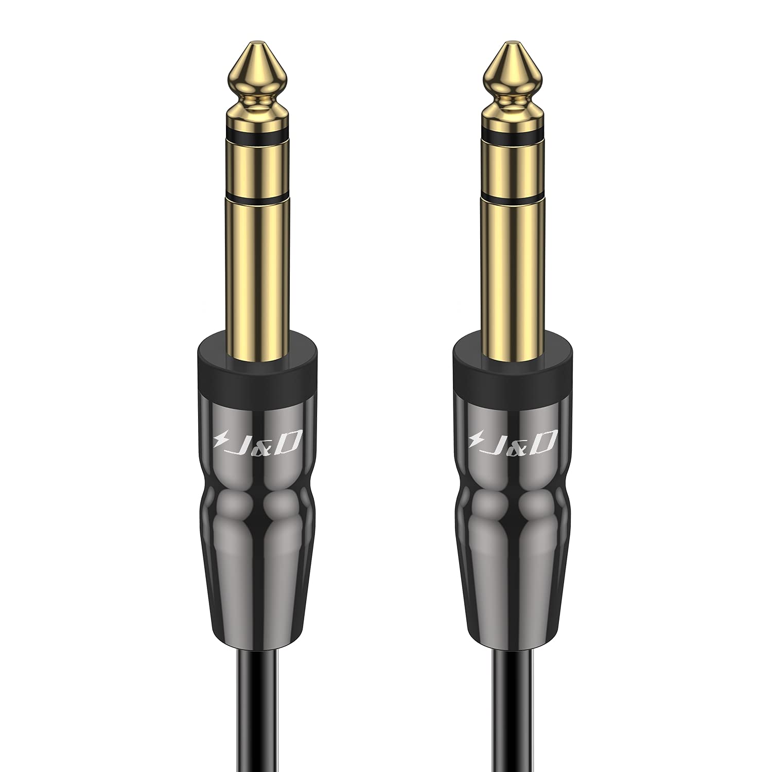 J&D 1/4 inch TRS Instrument Cable, Gold Plated Copper Shell 6.35mm 1/4 inch TRS Male to 6.35mm 1/4 inch TRS Male Stereo Cable, 6 Feet