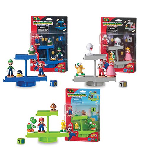 Epoch Games Super Mario Balancing Game Bundle, 3 Tabletop Action Games for Ages 4+ with 12 Collectible Super Mario Action Figures, Multi (7386)