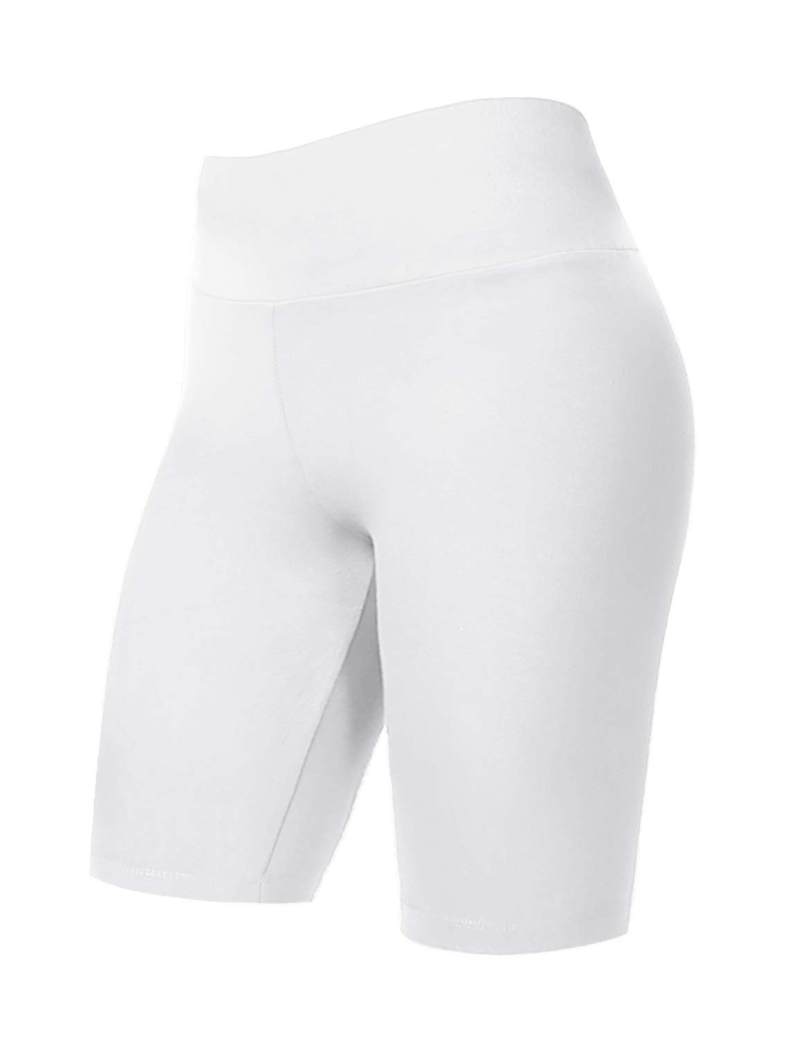 HATOPANTS Women Biker Shorts Buttery Soft High Waist Mid Thigh Short Pants White 1XL