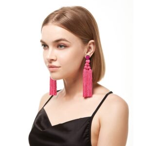 long tassel earrings (Hot Pink E)