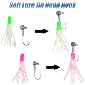 Fishing Crappie Lures Jig Heads Kit, Small Soft Plastic Grub Lure Tube Bait Jig Heads for Bass Fishing Freshwater Panfish Trout