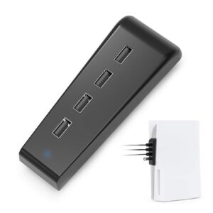 NexiGo PS5 4 Ports USB Hub, [Minimalist Design], High-Speed Data Transfer, Fast Charging Ports for DualSense Controller, Splitter Expander for PlayStation 5 Disc & Digital Edition