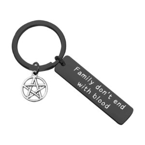 tgbje family don't end with blood best friend keychain spn jewelry movie inspired gift movie fans gift (bl end with blood)