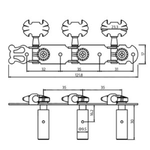 Ubrand A Plate Classical Guitar String Machine Heads Tuning Pegs Keys Tuners Set (2101-GDN02)