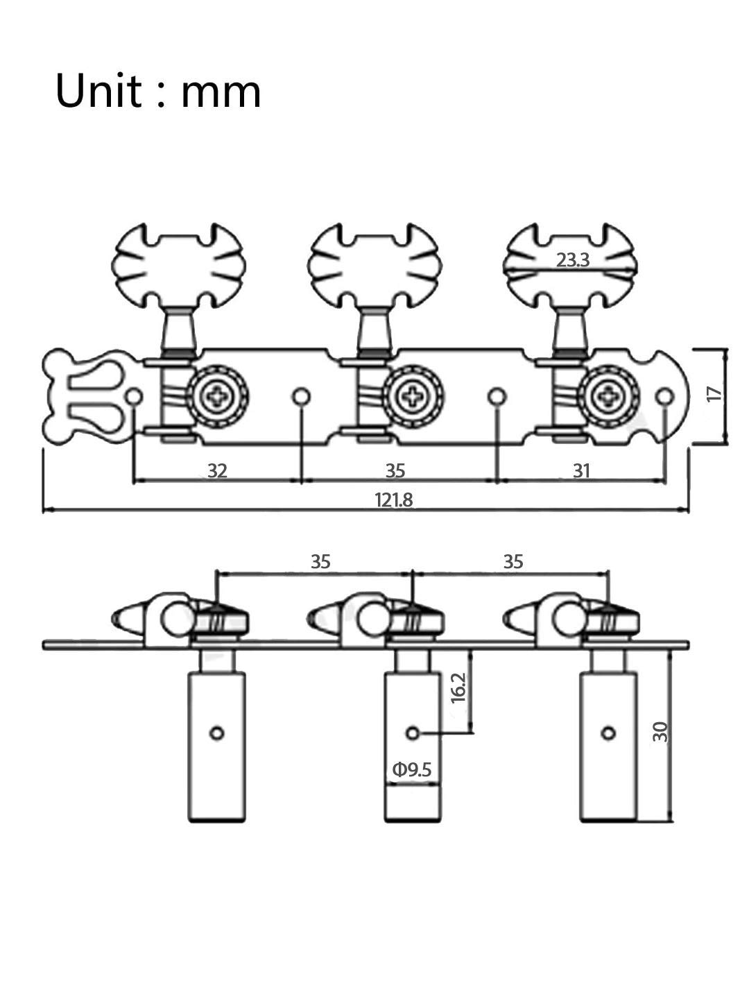 Ubrand A Plate Classical Guitar String Machine Heads Tuning Pegs Keys Tuners Set (2101-GDN02)