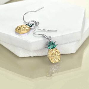 POPLYKE Origami Pineapple Earrings for Women Sterling Silver Pineapple Dangle Earrings Jewelry Gifts