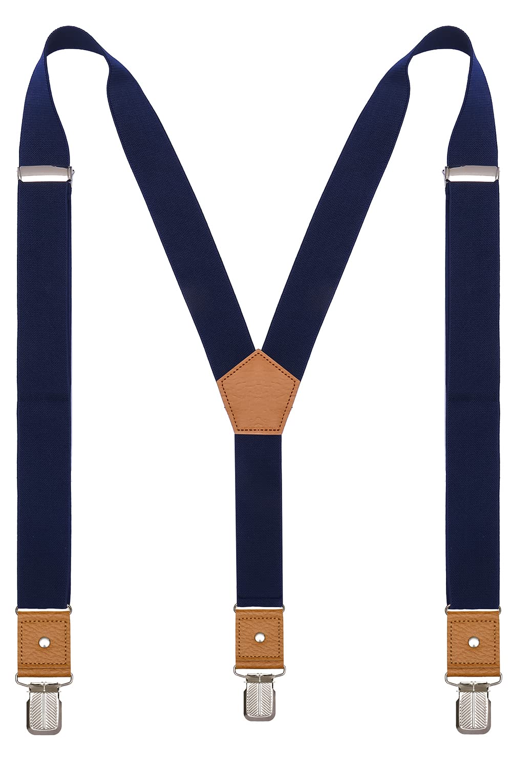 ZXEROYM Suspenders for Men Adjustable Y Back Elastic with Strong Clips Navy