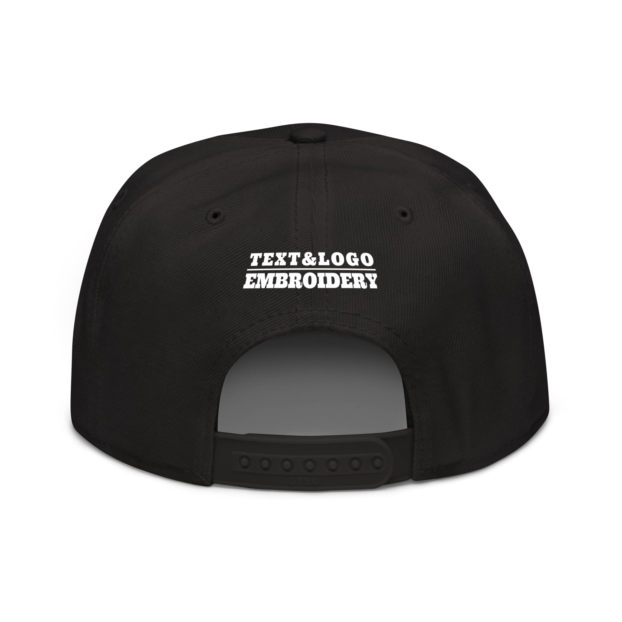 Custom Snapback Hat/Cap 4 Sides, Embroidery Personalized Text & Logo丨Flat Brim Bill Black